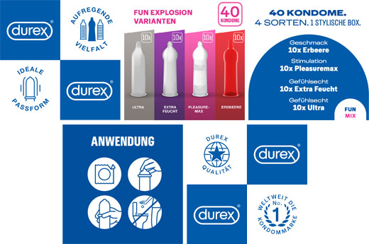 DUREX Fun Explosion óvszer 4 fajta keveréke, 40 db