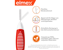 ELMEX Interdentális kefe ISO 2 méret 0,5 mm piros, 8 db