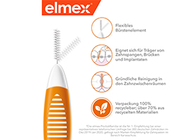 ELMEX Interdentális kefe ISO 1 méret 0,45 mm narancssárga, 8 db