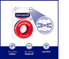 HANSAPLAST Klasszikus rögzítő gipsz 1,25 cm x 5 m, 1 db