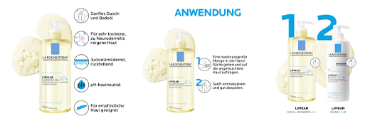 ROCHE-POSAY Lipikar tusfürdő és fürdőolaj AP+, 750 ml