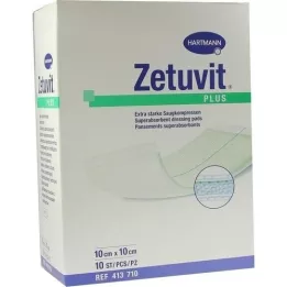 ZETUVIT Plus extra erős nedvszívó borogatás, steril 10x10 cm, 10 db
