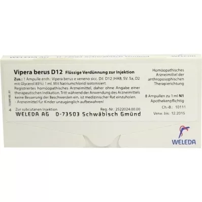 VIPERA BERUS D 12 ampulla, 8X1 ml
