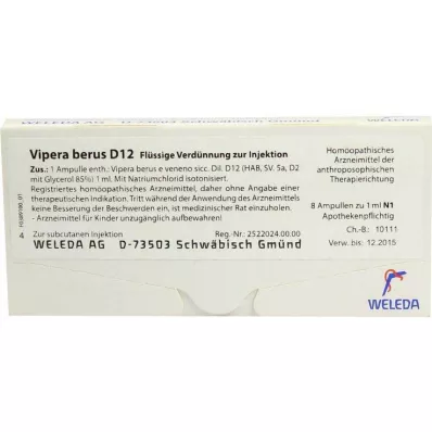 Vipera Berus D 12 ampulla, 8X1 ml