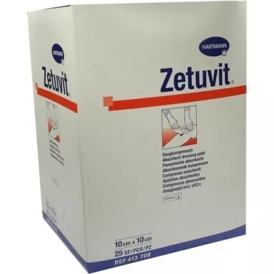 ZETUVIT Felszívódó borogatás steril 10x10 cm, 25 db