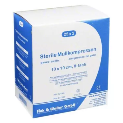 MULLKOMPRESSEN 10x10 cm steril 8x, 25X2 db MULLKOMPRESSEN 10x10 cm steril 8x, 25X2 db