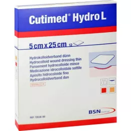CUTIMED Hydro L hidrokolloid kötszer vékony 5x25 cm, 12 db