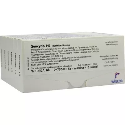 GENCYDO 1%-os injekciós oldat, 48X1 ml