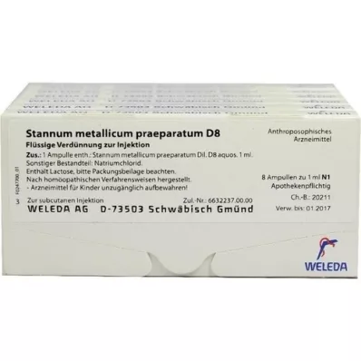 STANNUM METALLICUM praeparatum D 8 ampulla, 48X1 ml