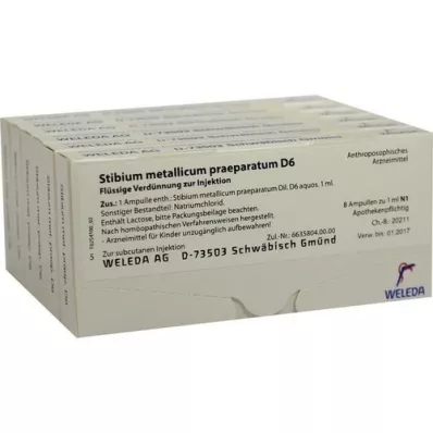 STIBIUM METALLICUM PRAEPARATUM D 6 ampulla, 48X1 ml