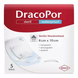 DRACOPOR vízálló sebkötszer 8x10 cm steril, 5 db