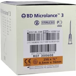 BD MICROLANCE Kanül 25 G 5/8 0,5x16 mm, 100 db