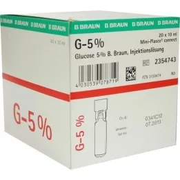 GLUCOSE 5%-os B.Braun Mini Plasco connect injekciós oldat, 20X10 ml