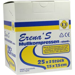 ERENA 7,5x7,5 cm-es gézkompressz steril 8x, 25X2 db