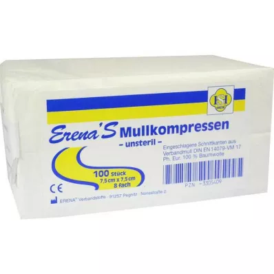 ERENA 7,5x7,5 cm-es, nem steril 8x gézkompressz, 100 db