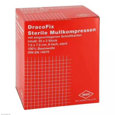 DRACOFIX PEEL 7,5x7,5 cm-es kompresszek steril 8x, 25X2 db DRACOFIX PEEL 7,5x7,5 cm-es kompresszek steril 8x, 25X2 db