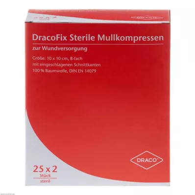 DRACOFIX PEEL 10x10 cm-es kompresszek steril 8x, 25X2 db
