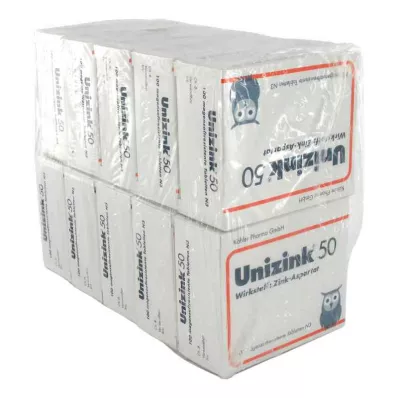 UNIZINK 50 bélsavmentes bevont tabletta, 10X100 db