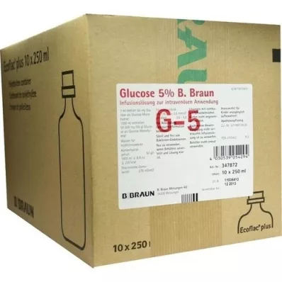 GLUCOSE 5%-os B.Braun Ecoflac Plus, 10X250 ml