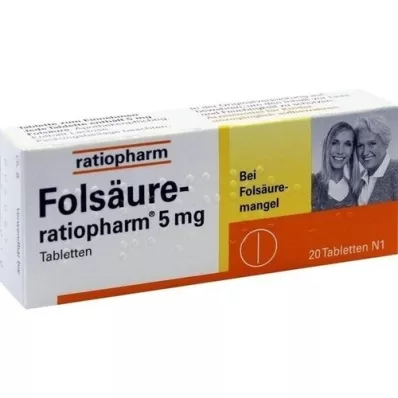 FOLSÄURE-RATIOPHARM 5 mg-os tabletta, 20 db