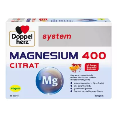 DOPPELHERZ Magnézium 400 Citrát rendszerű granulátum, 20 db DOPPELHERZ Magnézium 400 Citrát rendszerű granulátum, 20 db