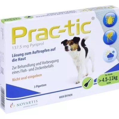 PRAC tic f.small dogs 4,5-11 kg egyadagos pipetta. 3 db