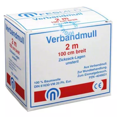 VERBANDMULL 2x1 m cikkcakk BW 20/100 nem steril, 1 db
