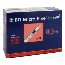 BD MICRO-FINE+ inzulin fecskendő 0,3 ml U100 0,3x8 mm, 100 db