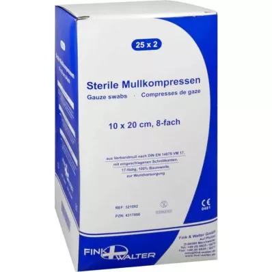 MULLKOMPRESSEN 10x20 cm steril 8x, 25X2 db