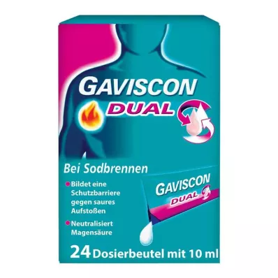 GAVISCON Dual 500mg/213mg/325mg szuszpenzió, zacskóban, 24X10 ml GAVISCON Dual 500mg/213mg/325mg szuszpenzió, zacskóban, 24X10 ml