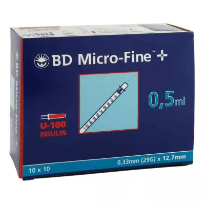 BD MICRO-FINE+ Inzulinszpr.0,5 ml U100 12,7 mm, 100X0,5 ml BD MICRO-FINE+ Inzulinszpr.0,5 ml U100 12,7 mm, 100X0,5 ml