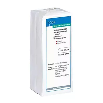Höga OP Kompresszorok 5x5cm 8-szoros nem steril, 100 db Höga OP Kompresszorok 5x5cm 8-szoros nem steril, 100 db