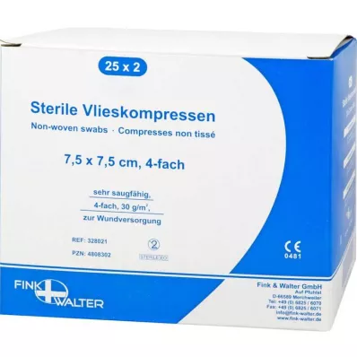 VLIESKOMPRESSEN 7,5x7,5 cm steril 4 rétegű, 25X2 db VLIESKOMPRESSEN 7,5x7,5 cm steril 4 rétegű, 25X2 db