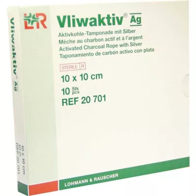 VLIWAKTIV AG Aktivált szén tampon ezüsttel 10x10 cm, 10 db