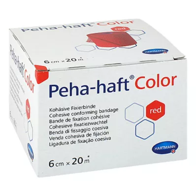 PEHA-HAFT Színes fixáló kötés 6 cmx20 m piros, 1 db