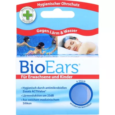 BIOEARS Antimikrobiális szilikon füldugó, 6 db