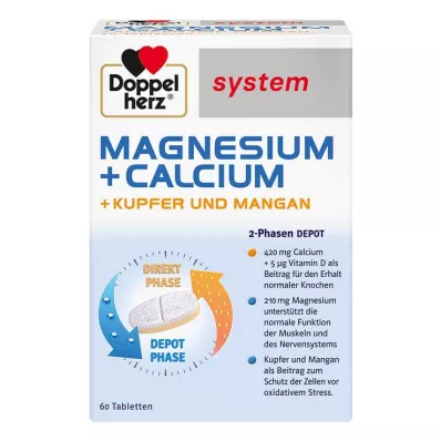 DOPPELHERZ Magnézium+kalcium+réz+mangán sziszt. tab, 60 db