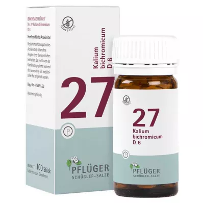 Biochemistry Pflueger 27 Kalium bichromicum D 6 tabletta, 100 db Biochemistry Pflueger 27 Kalium bichromicum D 6 tabletta, 100 db