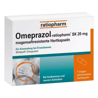 OMEPRAZOL-ratiopharm SK 20 mg bélsavval bevont kemény kapszula, 7 db