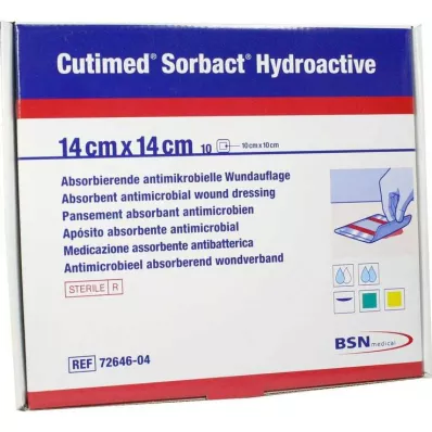 Cutimed Sorbact Hydroactive borogatás 14x14 cm, 10 db