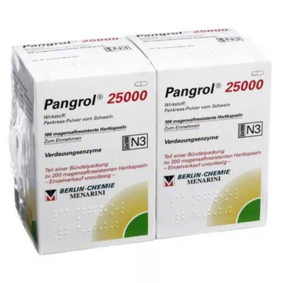 Pangrol 25000 kemény kapszula gyomornedv-ellenálló bevonattal, 200 db