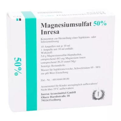 MAGNESIUMSULFAT 50%-os Inresa Conc.for Inj./Inf.L., 10X10 ml