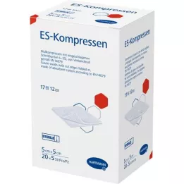 ES-KOMPRESSEN steril 5x5 cm 12x ömlesztett csomag, 20X5 db