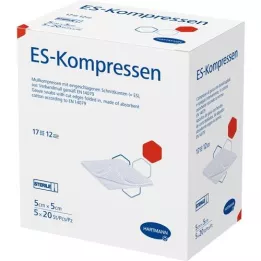 ES-KOMPRESSEN steril 5x5 cm 12x ömlesztett csomag, 5X20 db
