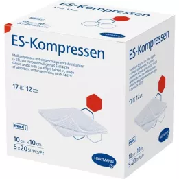 ES-KOMPRESSEN steril 10x10 cm 12x ömlesztett csomag, 5X20 db