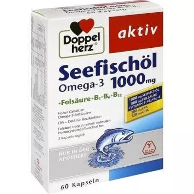 DOPPELHERZ Tengeri halolaj Omega-3 1.000 mg+Fols.Caps., 60 db