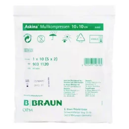 ASKINA 10x10 cm-es gézborogatás steril, 5X2 db