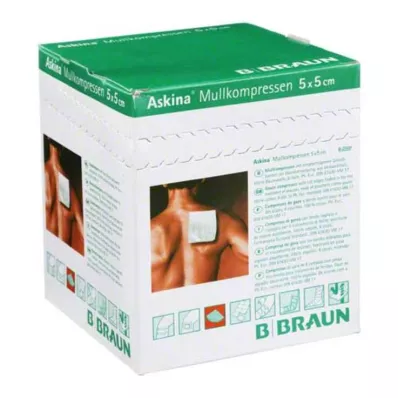 ASKINA 5x5 cm-es gézborogatás steril 8x, 25X2 db