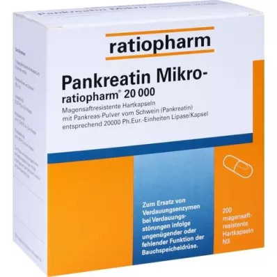 PANKREATIN Micro-ratio.20.000 bélsavval bevont kemény kapszula, 200 db