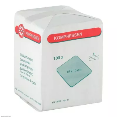 MULLKOMPRESSEN 10x10 cm nem steril 8x, 100 db